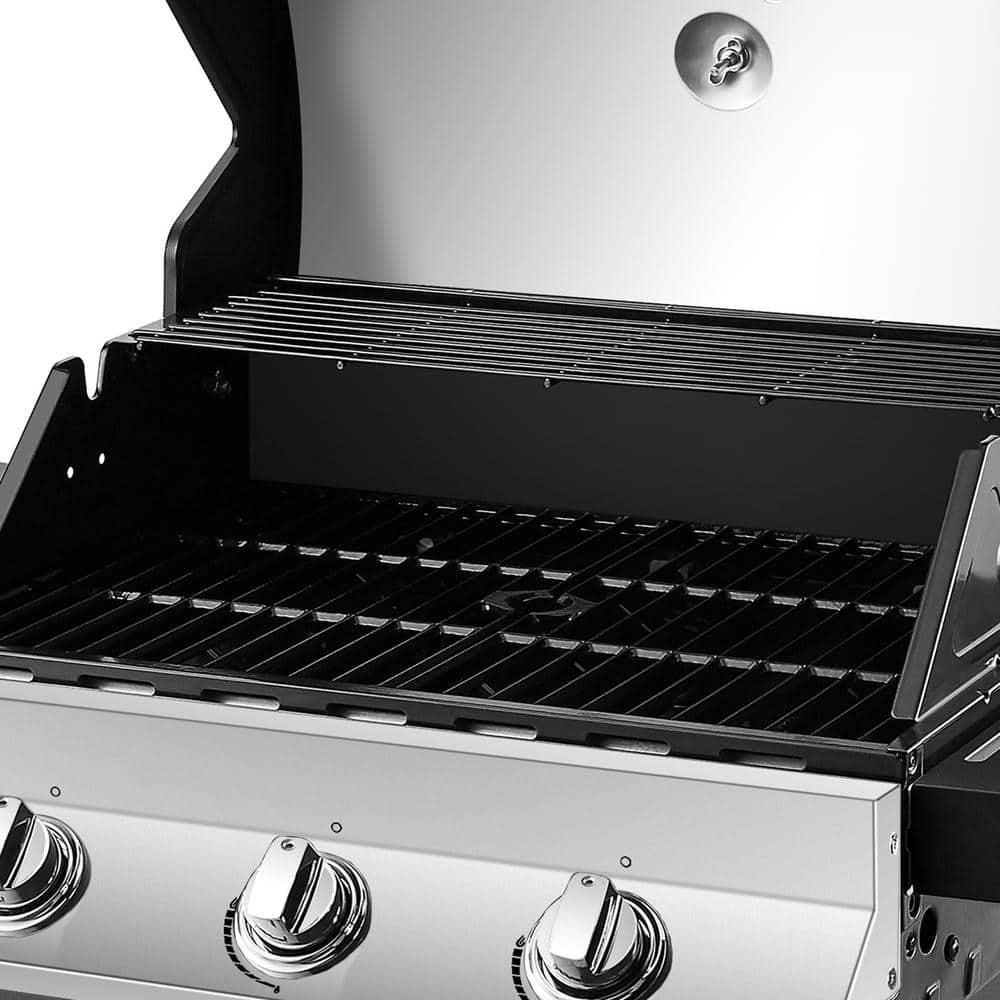 DynaGlo Premier 3Burner Natural Gas Grill in Stainless Steel with Folding Side Tables