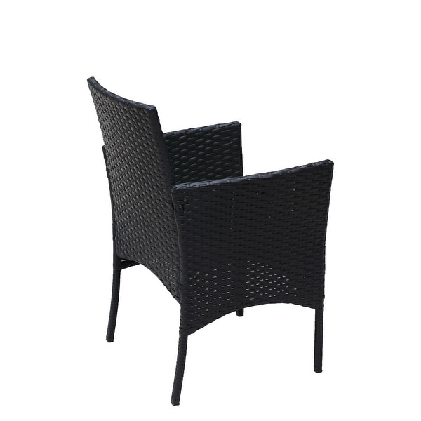 4Piece Wicker Patio Conversation Set with White Cushion