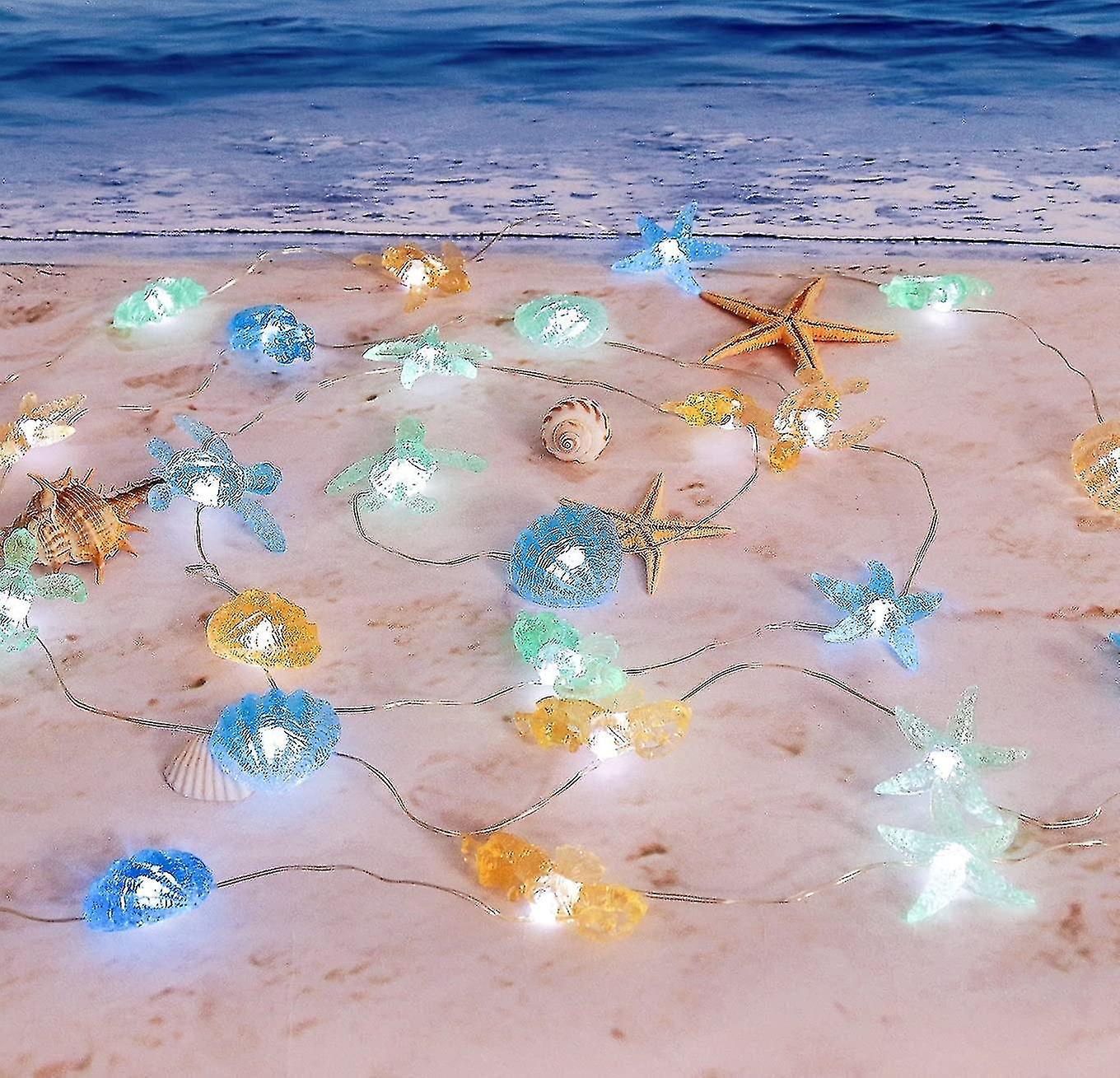 Beach Decorative String Lights， Under The Sea Sand Dollars Seahorse Nautical Theme Lights For Christ