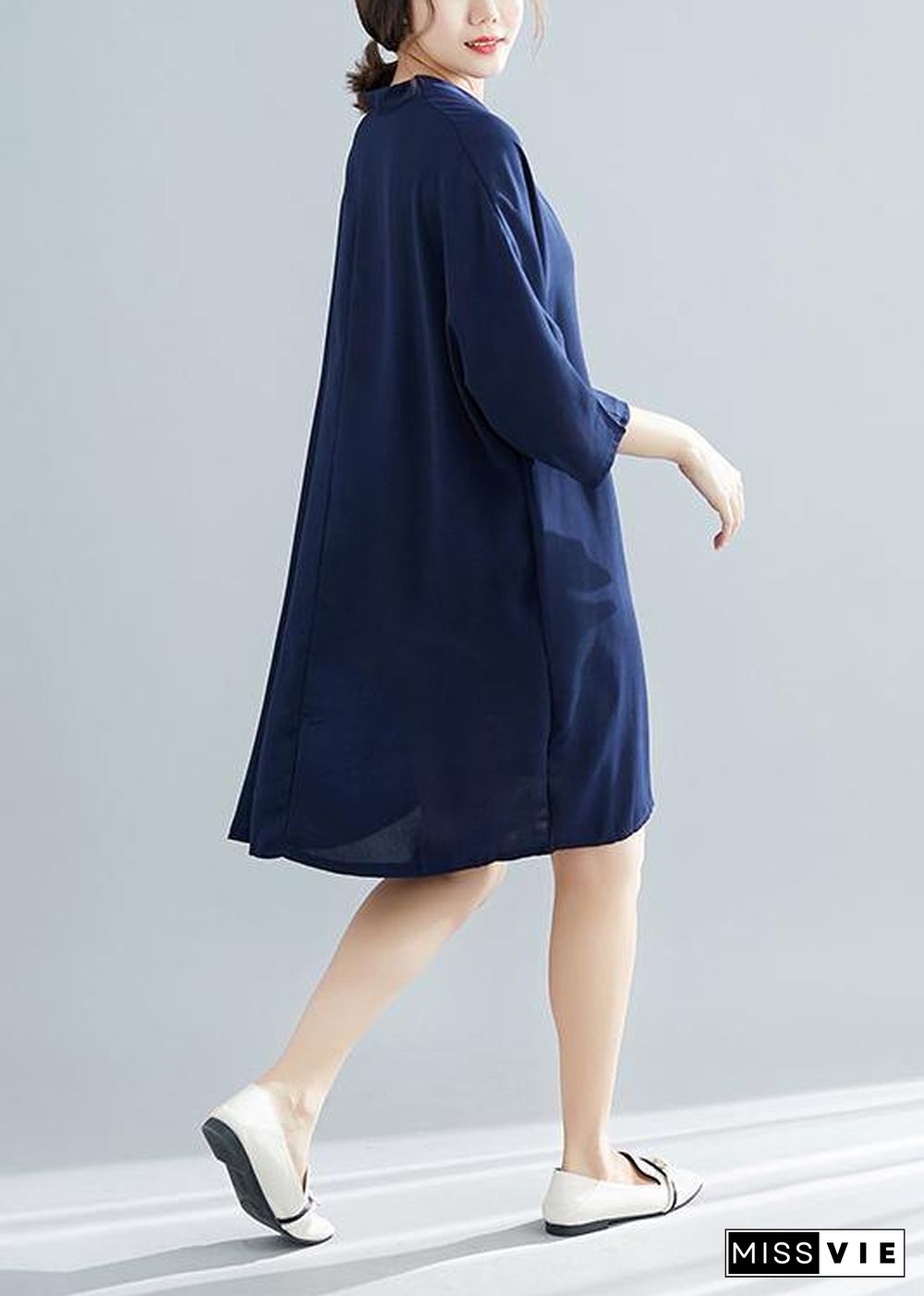 Unique half sleeve Chiffon 0Work Outfits blue Dress summer