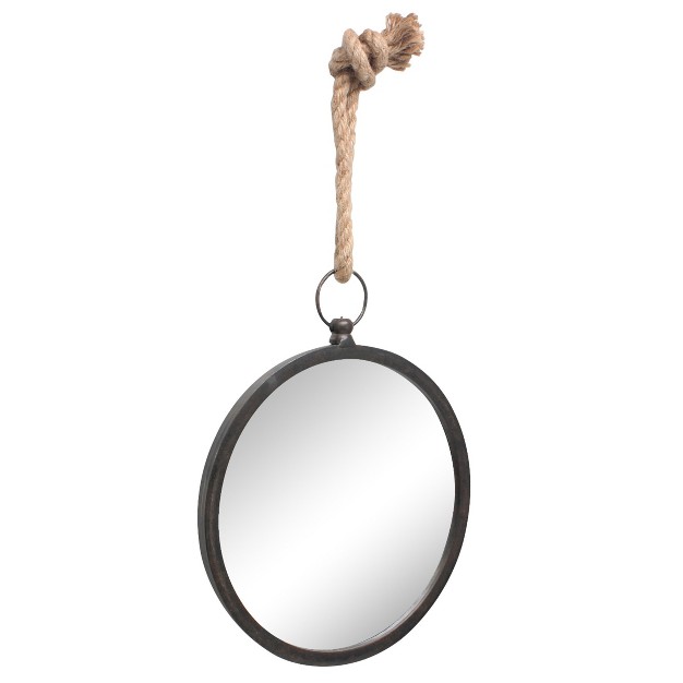 Small Round Metal Wall Mirror With Rope Hanging Loop Stonebriar Collection