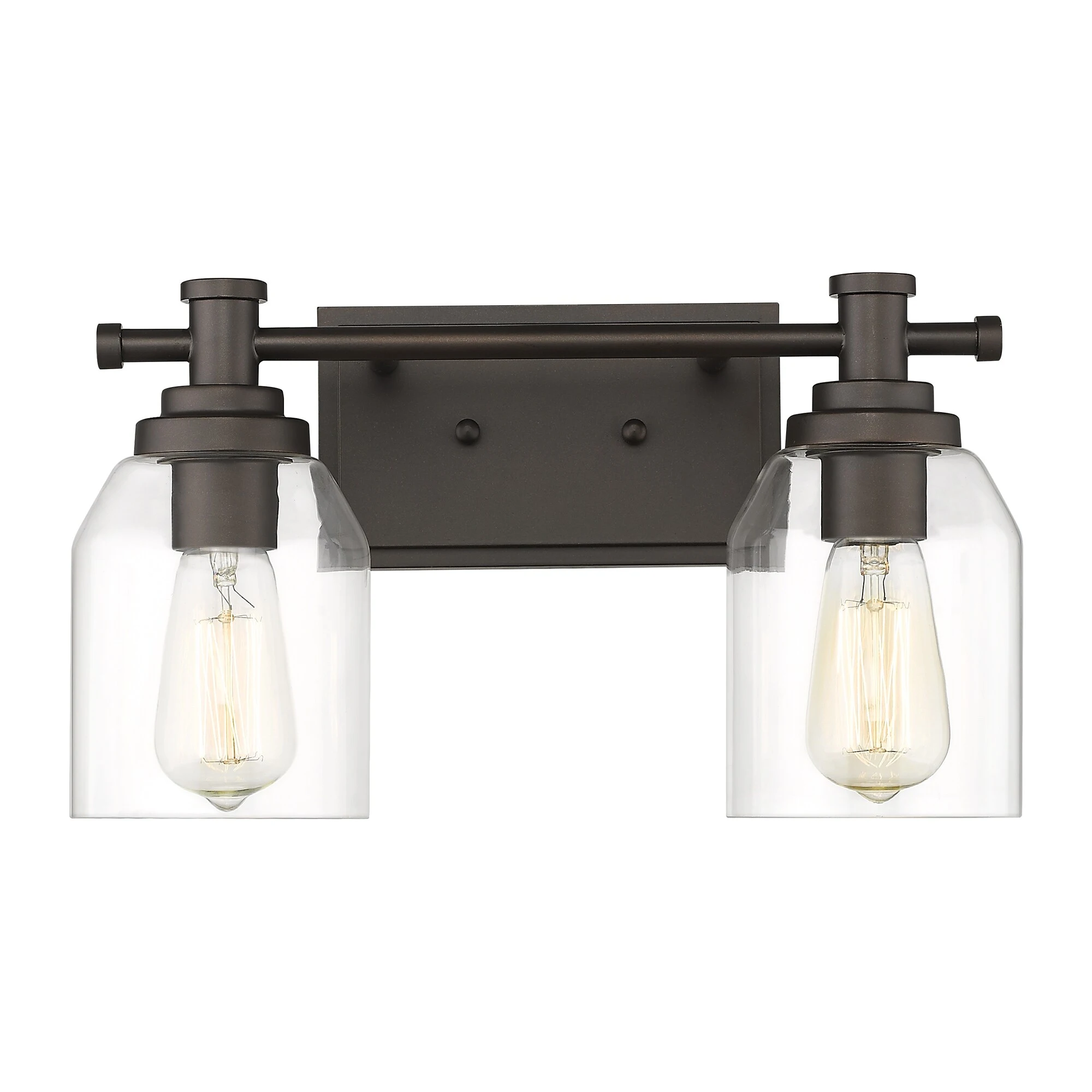 2-Light Bathroom Vanity Light, Farmhouse Bathroom Wall Sconce with Clear Glass Shade