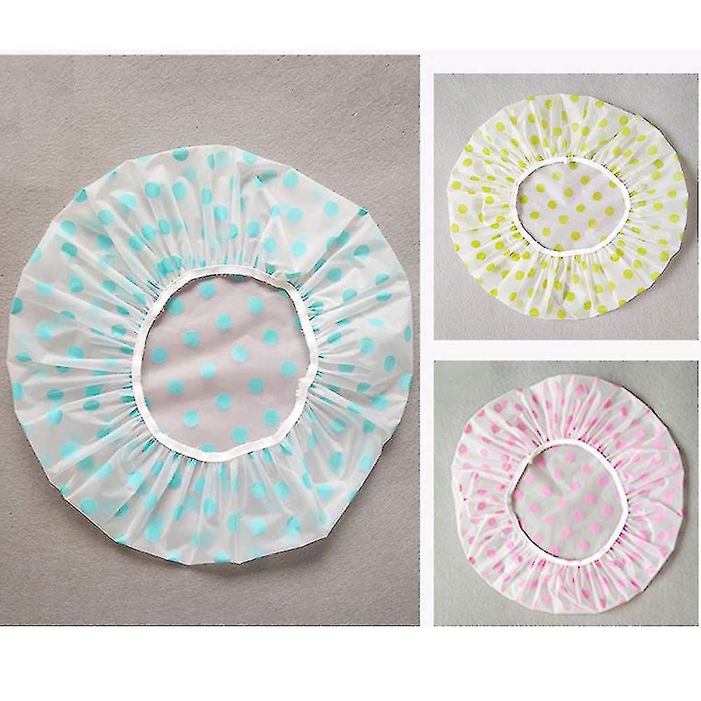 3 Pieces Waterproof Eva Plastic Caps，elastic Reusable Bathing Hair Cap，beauty Salon Spa Shower Caps Lace Elastic Band Flower Printed Hat Environmental