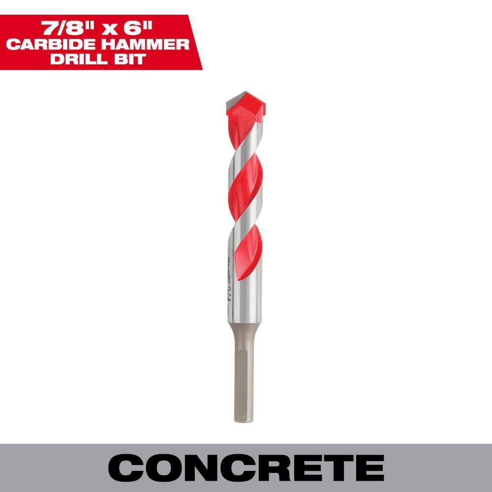 MW 78 in. x 4 in. x 6 in. Carbide Hammer Drill Bit for Concrete Stone and Masonry Drilling 48-20-9047