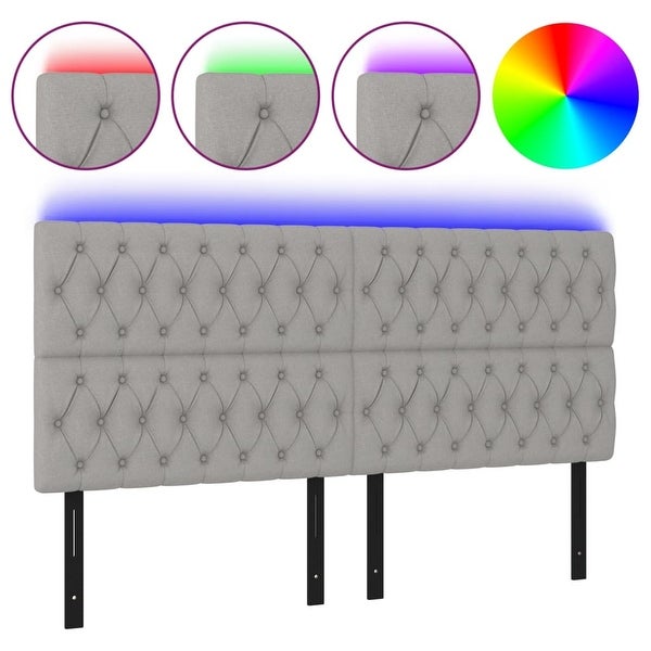 vidaXL LED Headboard Dark/Light Gray Fabric - - 37421103