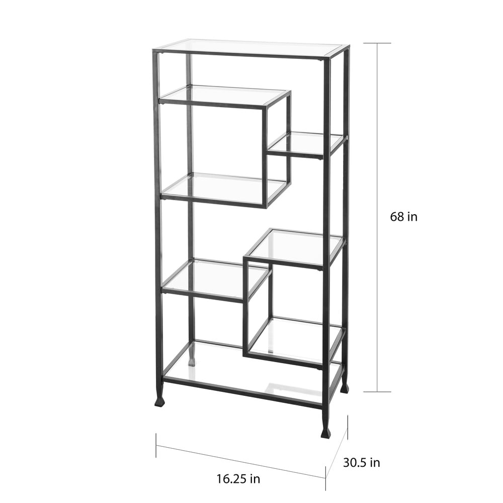 SEI Furniture Jensen Metal Asymmetrical Display Bookcase Etagere