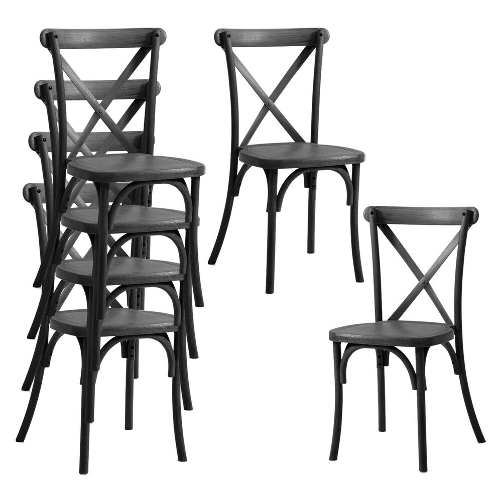 Modern Farmhouse Black/ Natural/ White Resin X Back Side Chair Dinning Chair