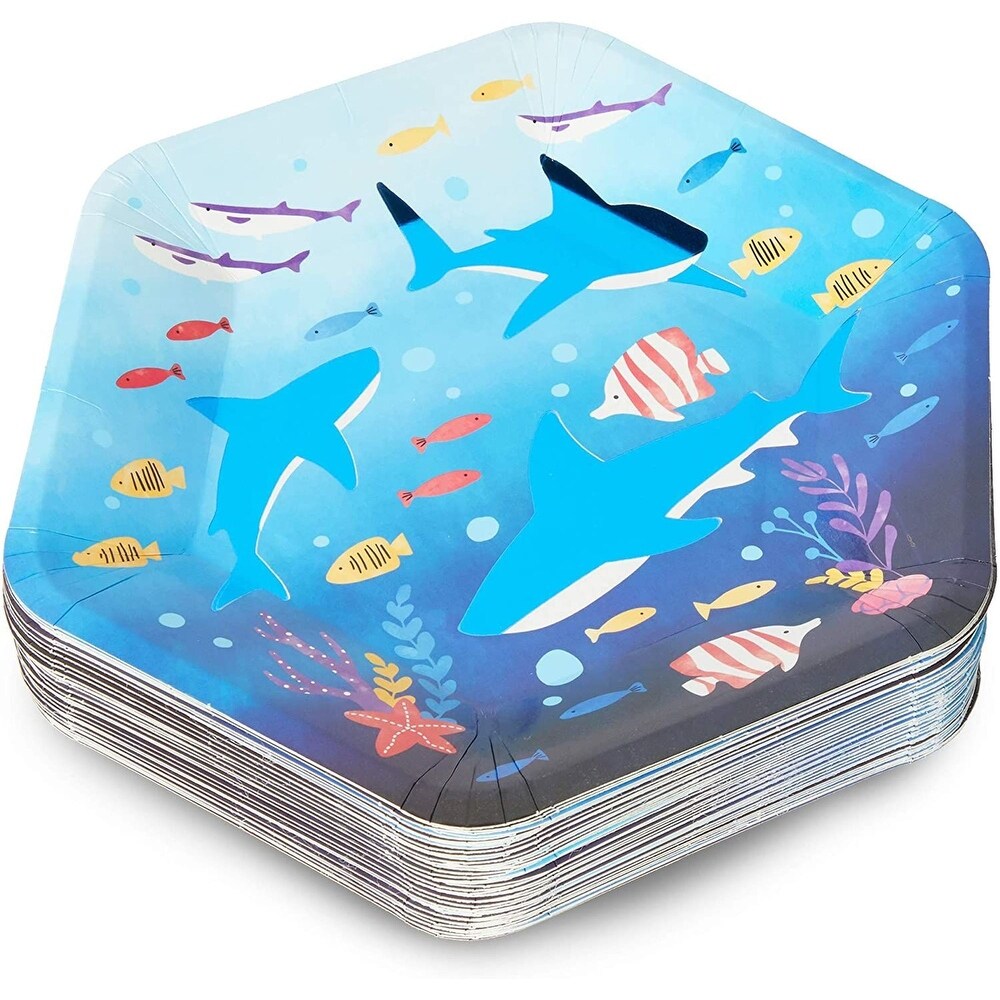 Shark Party Supplies  9 Inch Paper Plates (48 Pack)