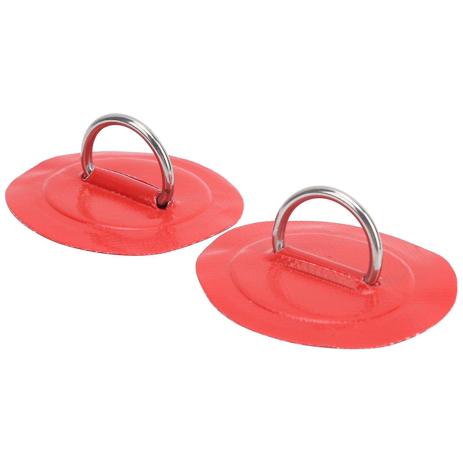 2pcs Inflatable Boat Kayak Dring Pad Patch Pvc Marine Stainless Steel Fixed Buckle(red )