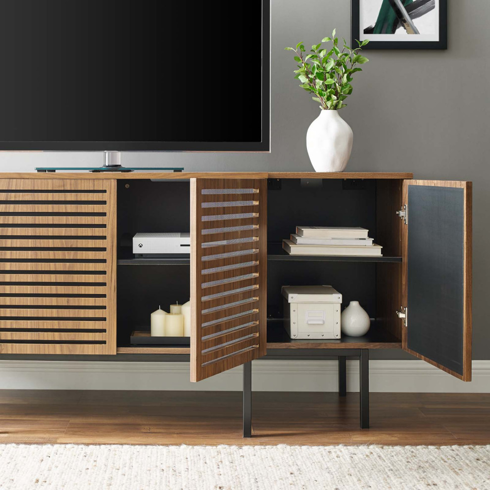 Console Entry Table Sideboard  Rectangular  Wood  Metal  Brown Walnut  Modern   Transitional   Entertainment Centers And Tv Stands   by House Bound  Houzz