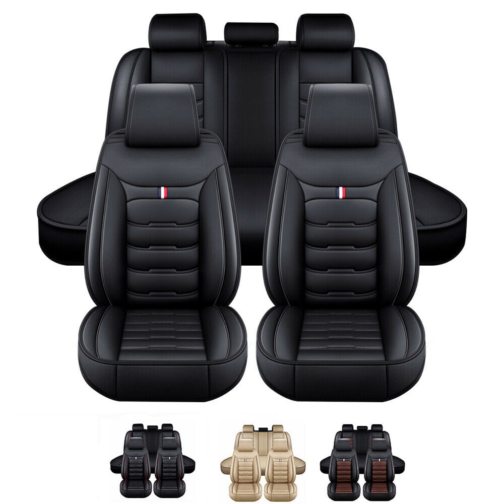 Oture Car Seat Covers Full Set Leather Front and Rear Bench Backrest Seat Cover Set Universal Fit for Auto Sedan SUV Truck