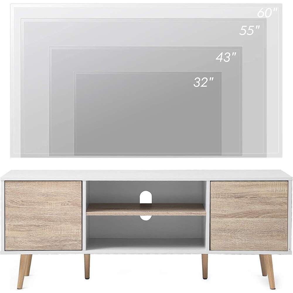 WAMPAT LED Mid Century Modern TV Stand for TVs up to 60 inch Screen