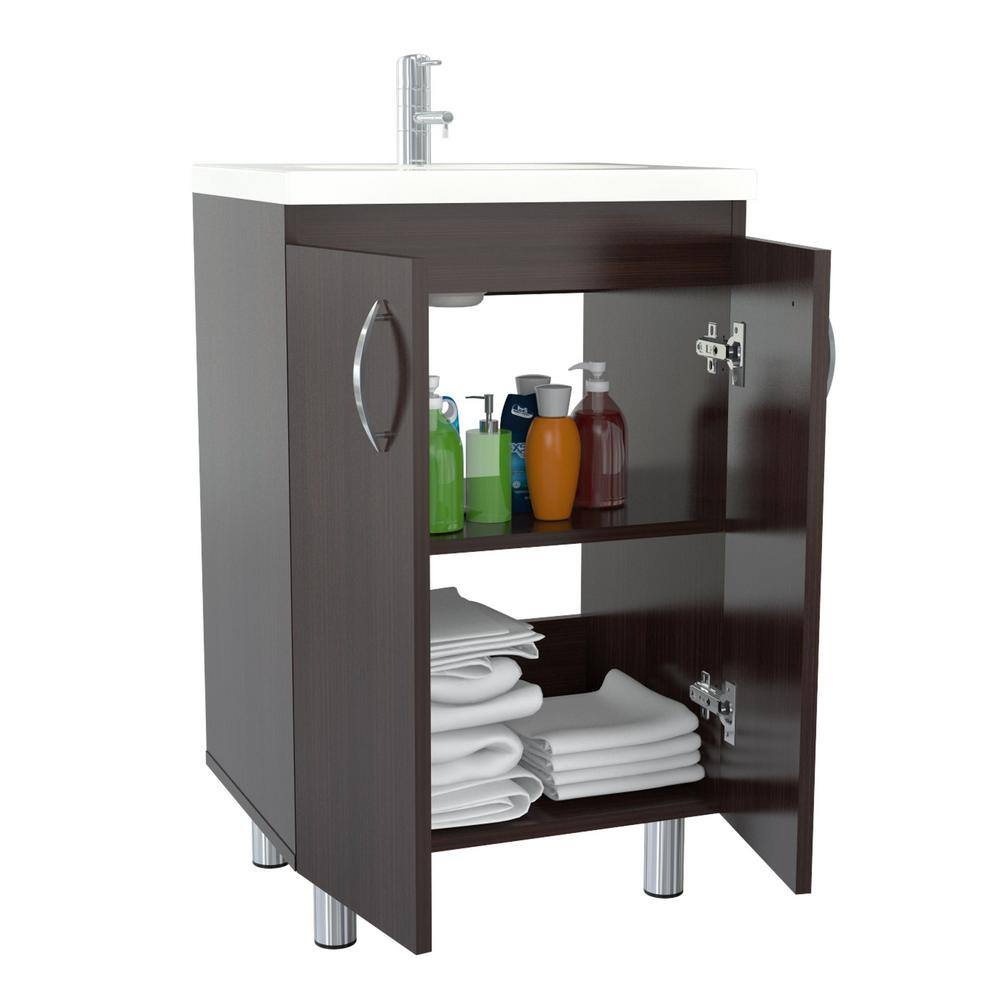 Inval 18.89 in. W x 14.96 in. D Bathroom Vanity in Espresso-Wengue with White Vanity Top and White Basin GBP-028