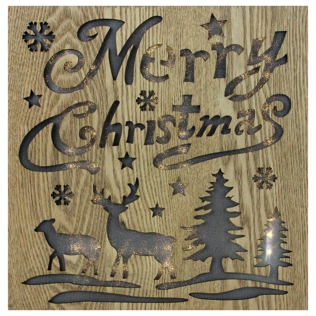 Lighted Wooden quot merry Christmas quot Christmas Wall Decoration