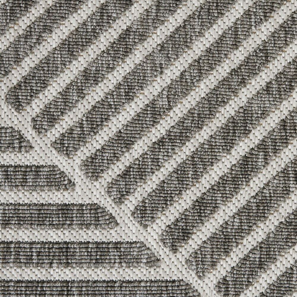 Nourison Palamos Textured Geometric Stripes Indoor/ Outdoor Area Rug