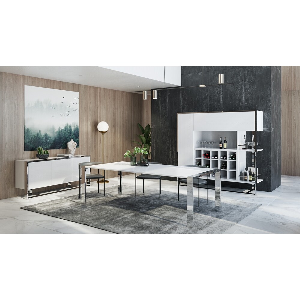 Modrest Fauna Modern White High Gloss   Stainless Steel Buffet