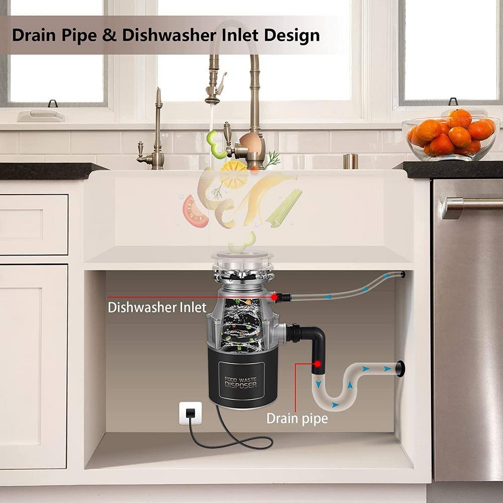 Trifecte Masher 34 HP Continuous Feed Garbage Disposal with Sound Reduction and Power Cord Kit NTRI-EM200