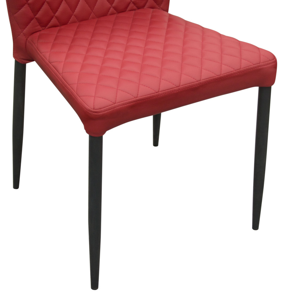 Set of 4 Contemporary Red Stacking Dining Chairs Tufted Leather  Set of 4   Midcentury   Dining Chairs   by Sideboards and Things  Houzz