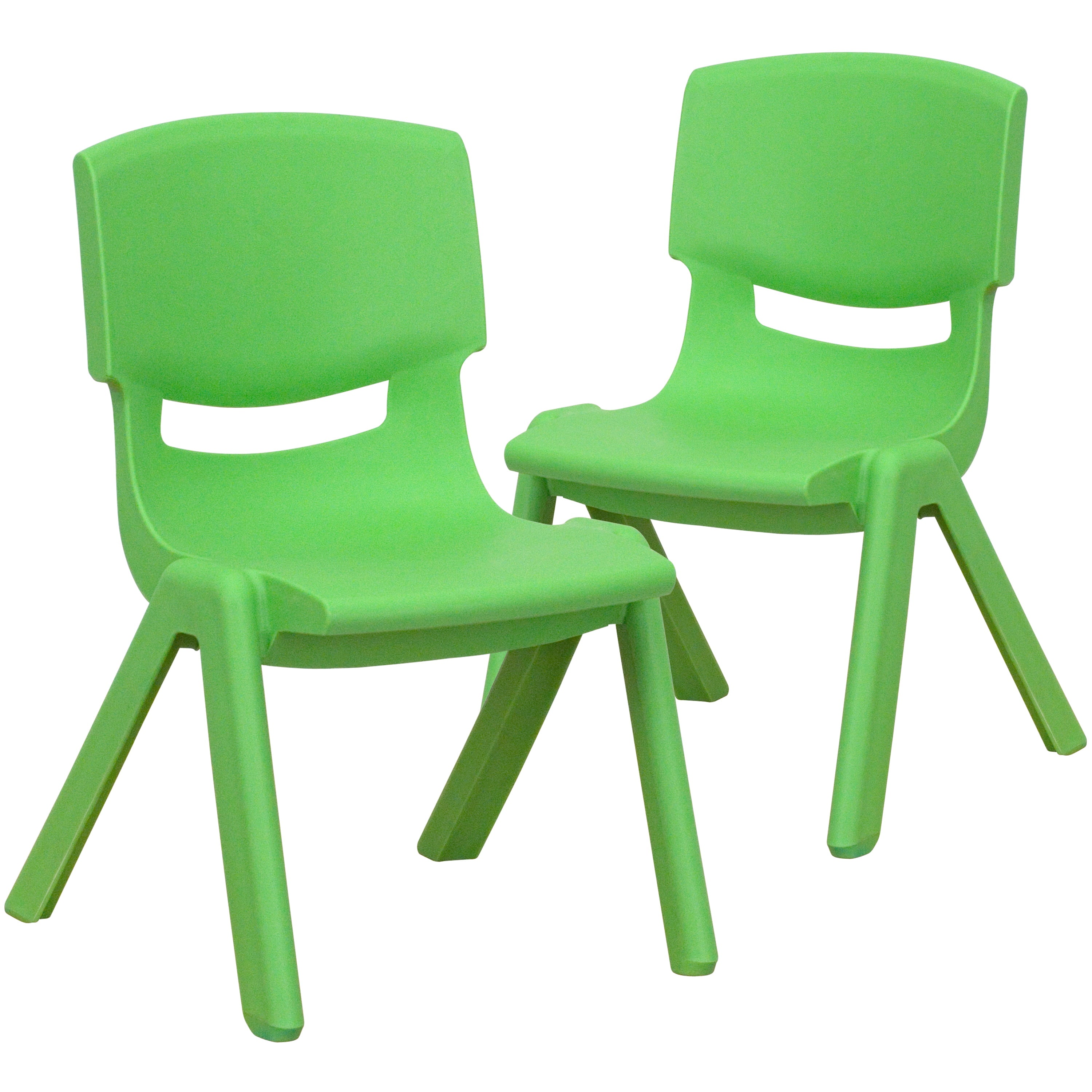 BizChair 2 Pack Green Plastic Stackable School Chair with 10.5'' Seat Height