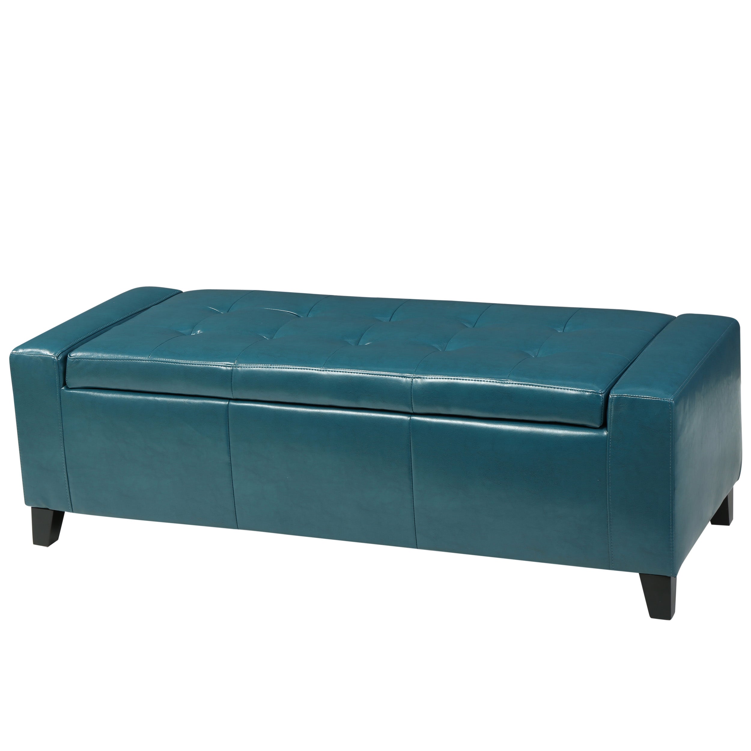 Robin Teal Leather Storage Ottoman Bench