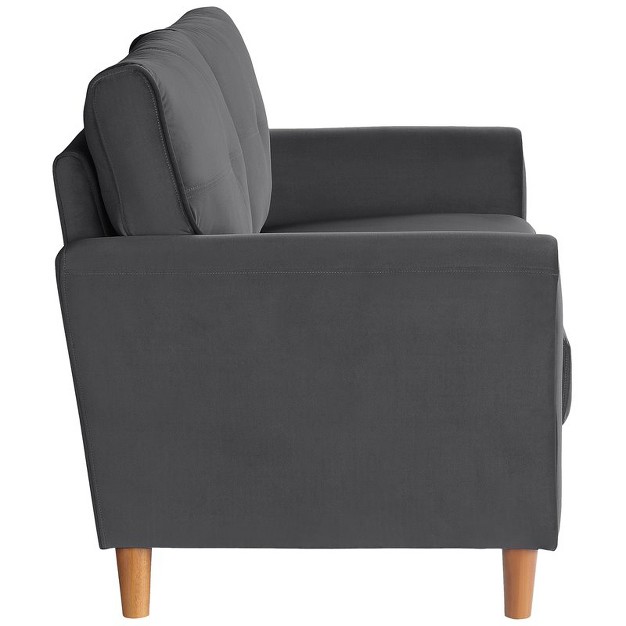 Dunleith Modern Contemporary Velvet Tufted Loveseat In Gray And Walnut Lexicon