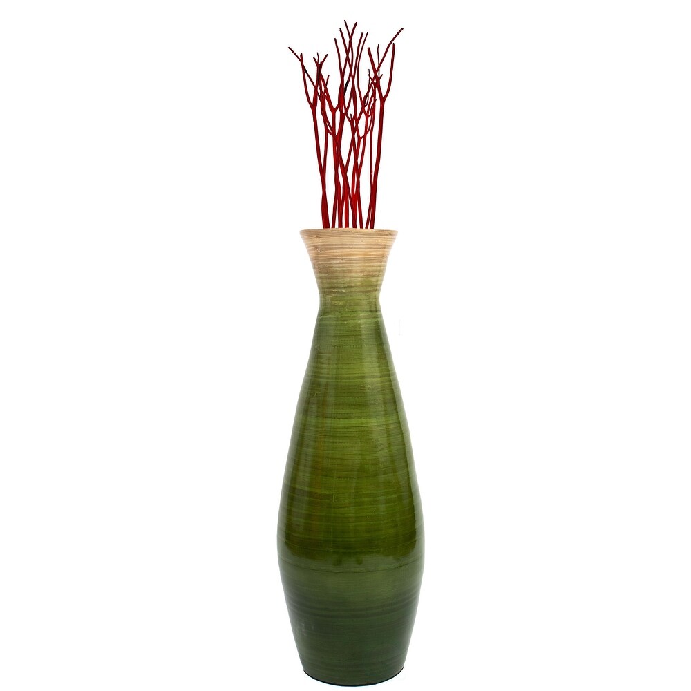 Uniquewise Classic Bamboo Floor Vase Handmade  For Dining  Living Room  Entryway  Fill Up With Dried Branches Or Flowers