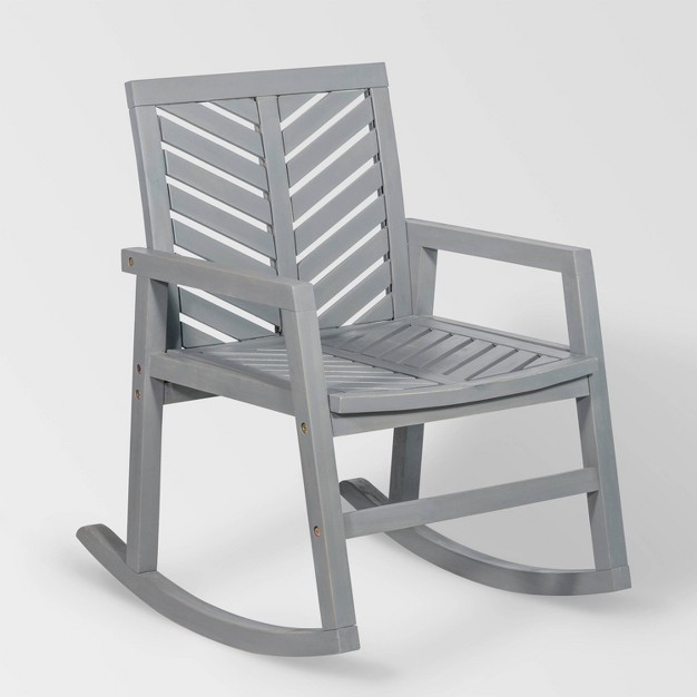 Slatted Chevron Acacia Wood Patio Rocking Chair Saracina Home