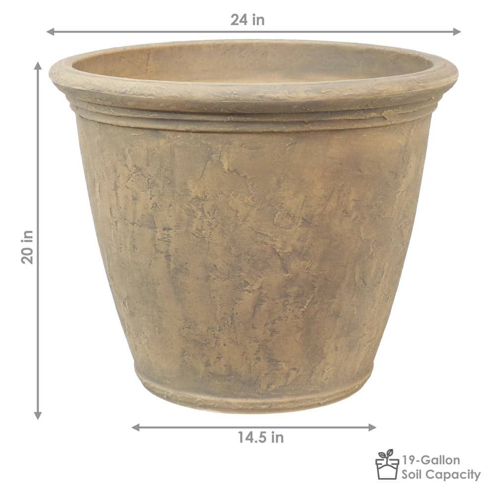 Sunnydaze 24 in. Beige Anjelica Poly Single Flower Pot Planter DG-851