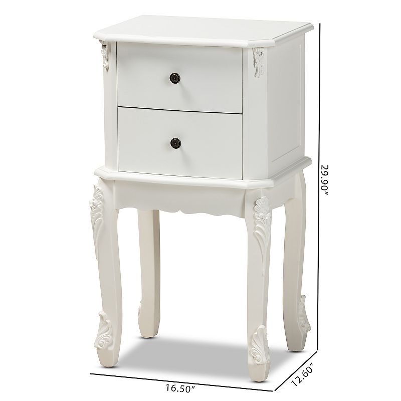 Baxton Studio Sophia White Nightstand