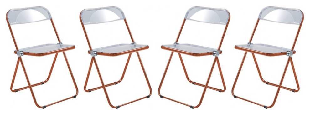 Lawrence Acrylic Folding Chair with Metal Frame  Set of 4   Contemporary   Folding Chairs And Stools   by Homesquare  Houzz