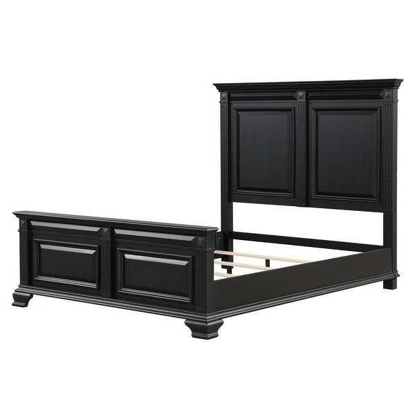 Roundhill Furniture Renova Vintage Black Wood Panel Bedroom Set - - 31294038