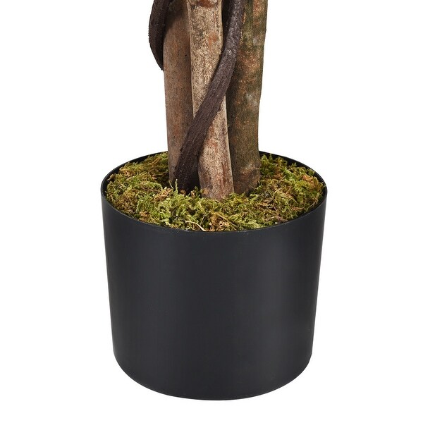 Costway 4 Feet/6 Feet Artificial Ficus Silk Tree Wood Trunks Green