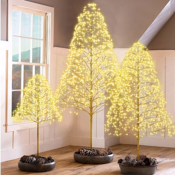 3Piece Charming Christmas Light Tree 4FT and 5FT and 6FT，Lighted Christmas Tree，Artificial Xmas Tree for Decoration