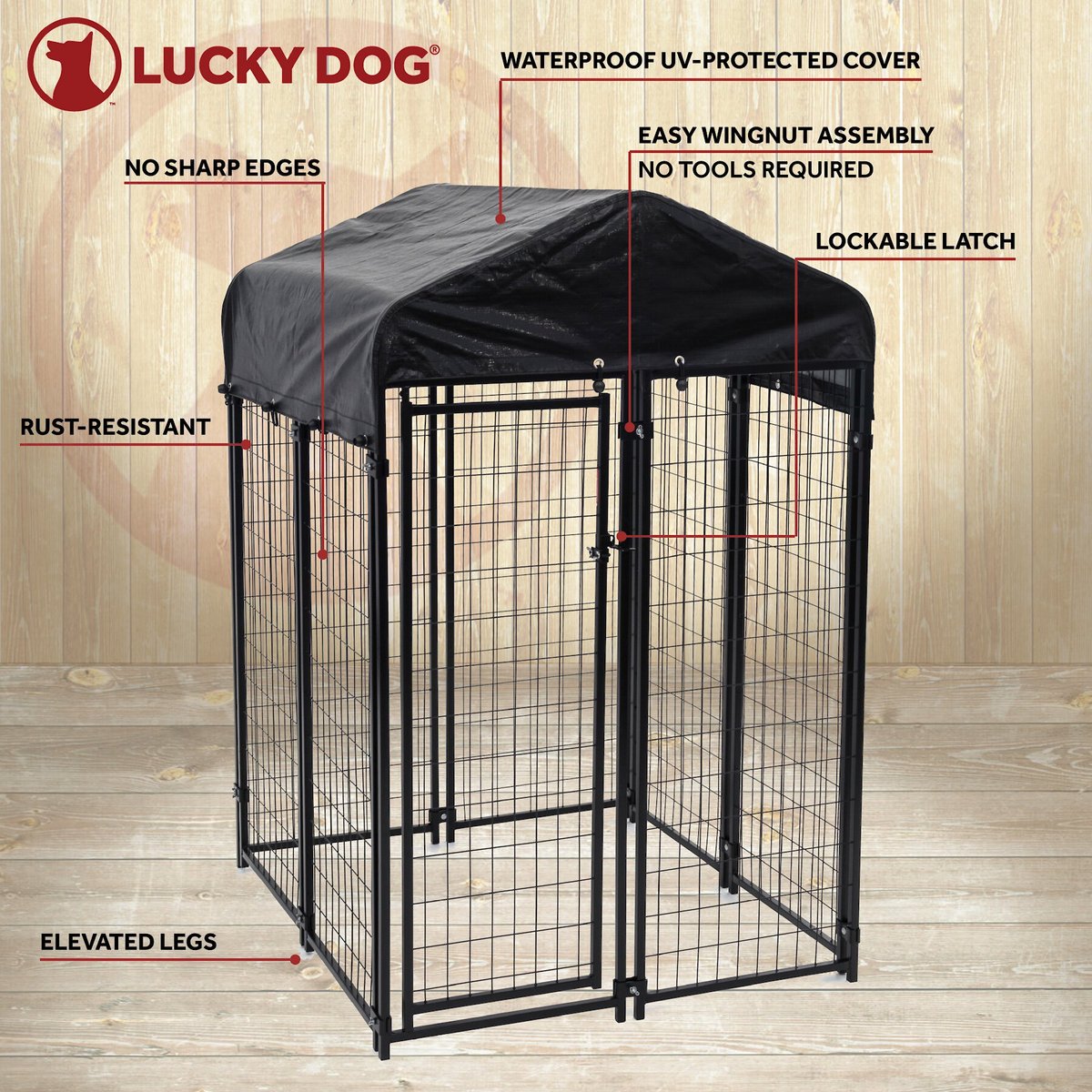 Lucky Dog Uptown Welded Wire Dog Kennel， Cover and Frame