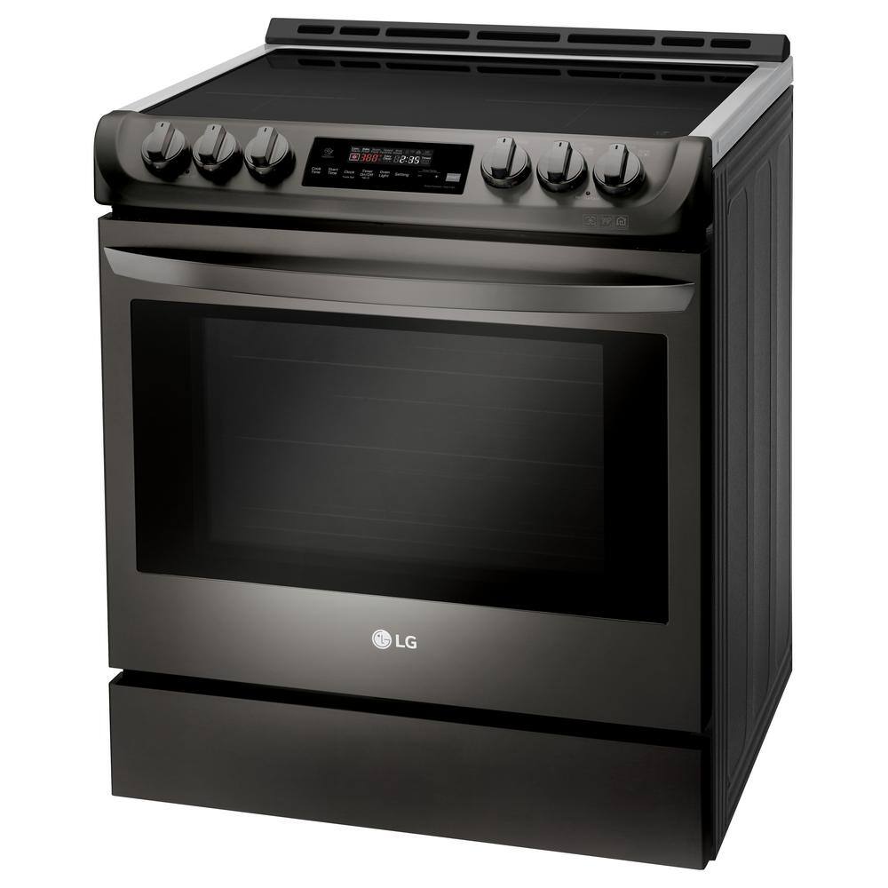 LG 6.3 cu. ft. Smart Slide-In Electric Range with ProBake Convection Induction  Self-Clean in Black Stainless Steel LSE4616BD