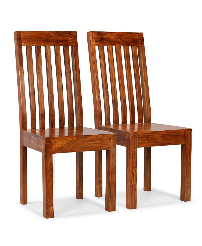 vidaXL Dining Chairs 2 pcs Solid Wood with Honey Finish Modern