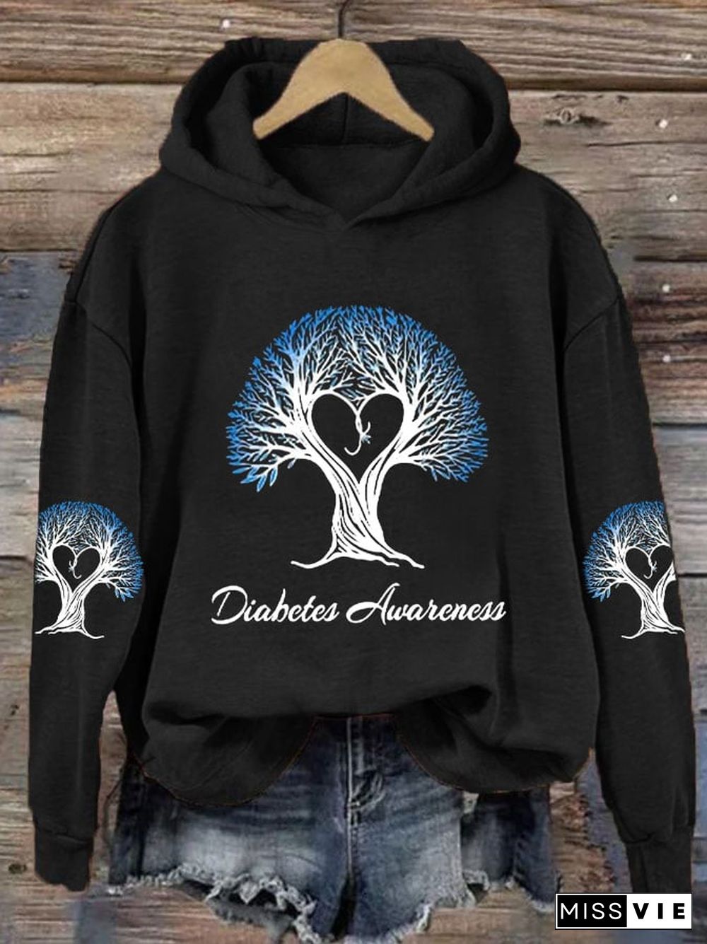 Women's Diabetes Awareness Print Hoodie