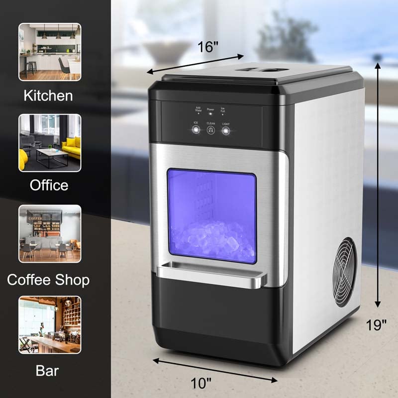 44LBS/24H Portable Nugget Ice Maker Countertop Self-Cleaning Ice Making Machine with Ice Shovel