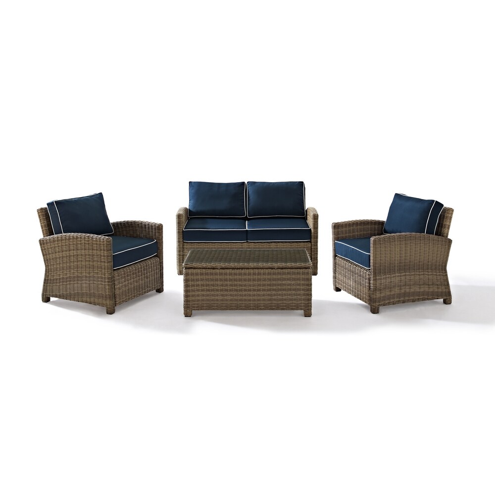 Bradenton Outdoor Arm Chairs with Navy Cushions (set of 2)