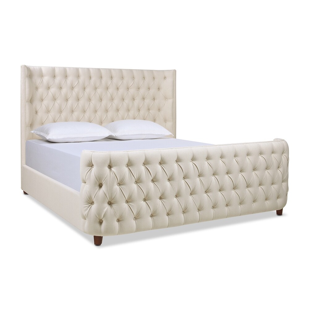 Chateau Linen Upholstered Tufted Shelter Panel Bed