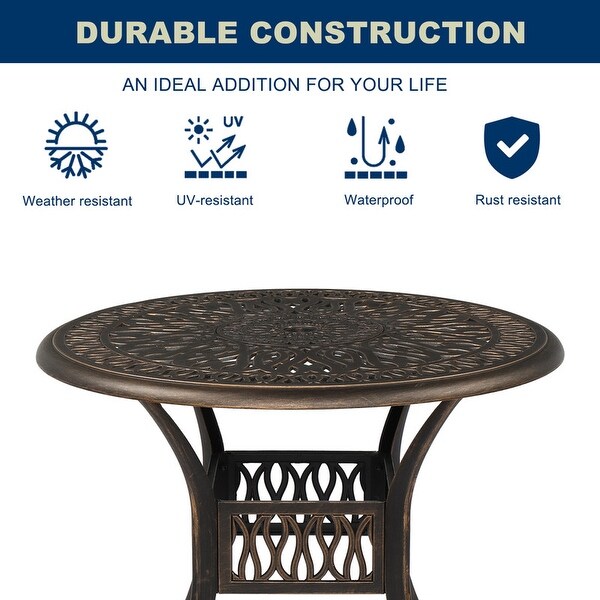 35 in. Outdoor Patio Round Cast Aluminum Table