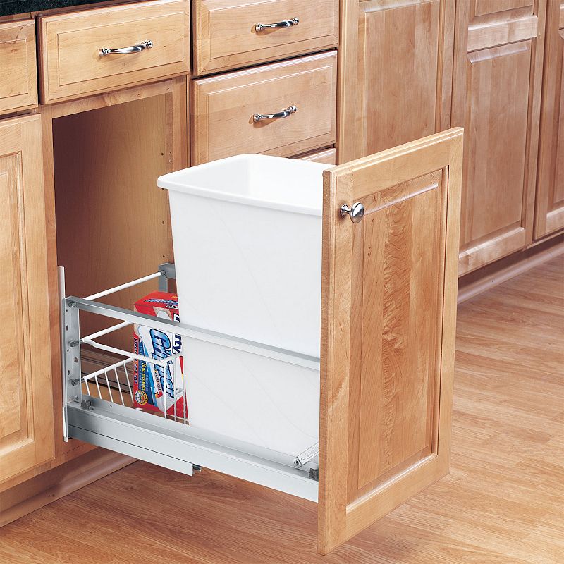 Rev-A-Shelf Single Pull Out Kitchen Cabinet 35 Qt Trash Can， 5349-15DM-1