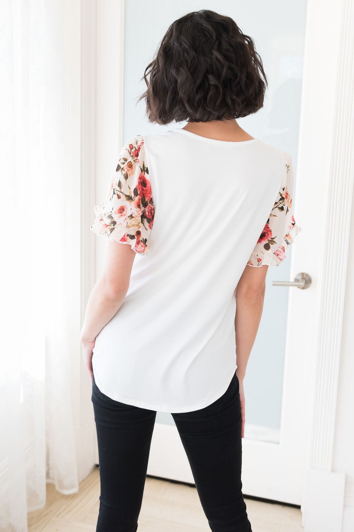 Always Trusted Modest Flutter Sleeve Blouse