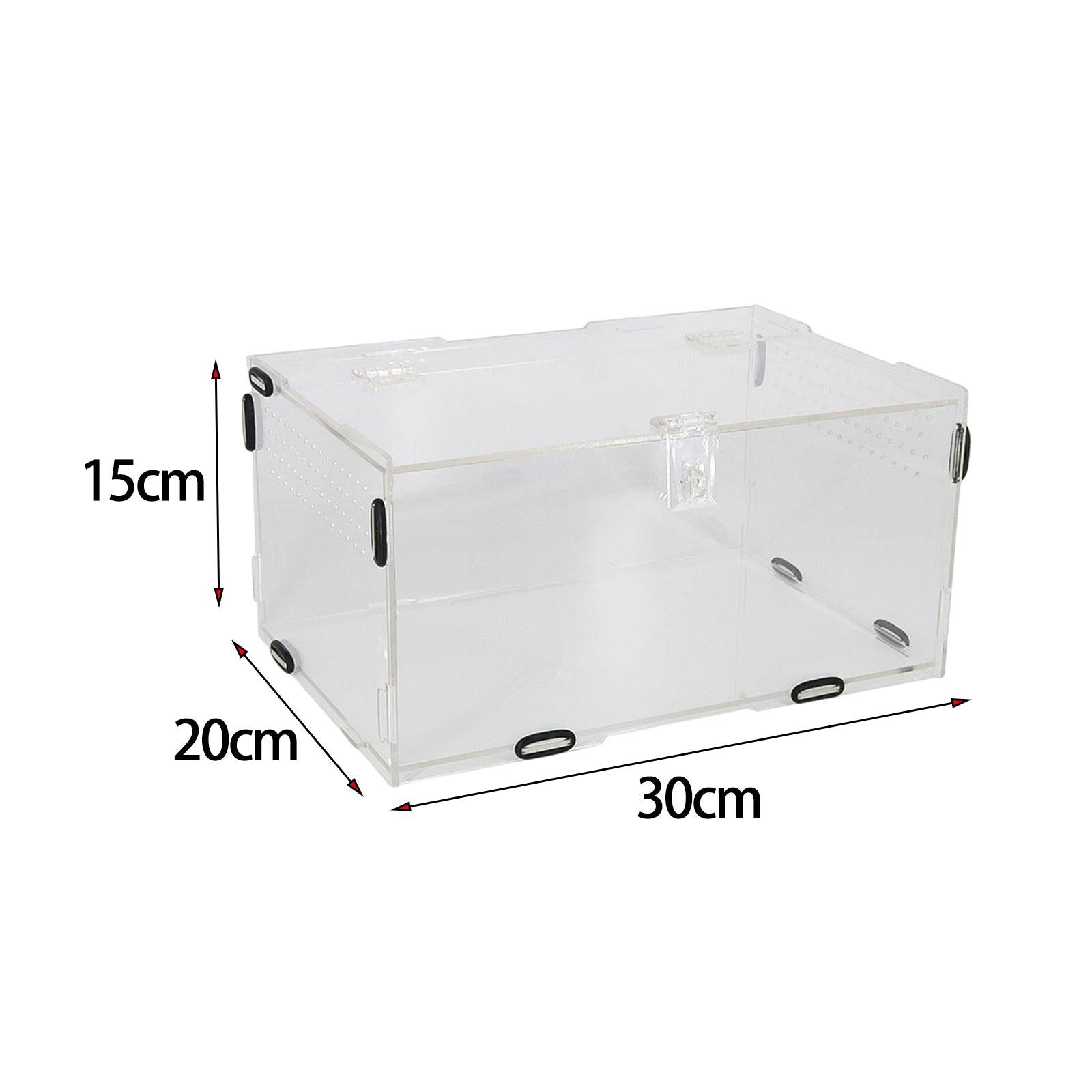 Reptile Breeding Box Animal Transport Clear Portable Hamster Feeding Cage Habitat Feeding Box Storage Box Reptile Terrarium for Turtle Snake