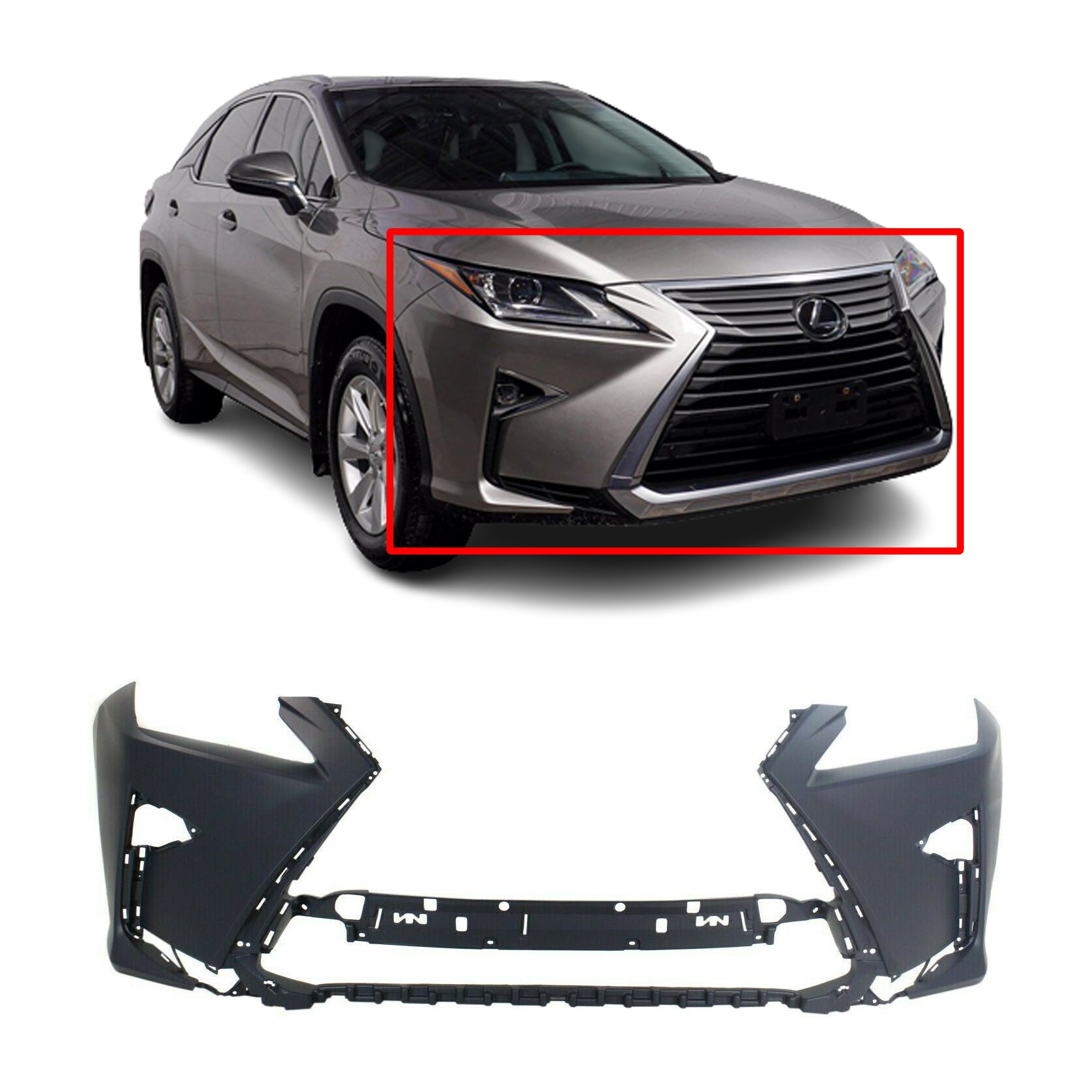 Front Bumper Cover For 2016-2019 Lexus RX350 W/O Park Holes Primed LX1000313