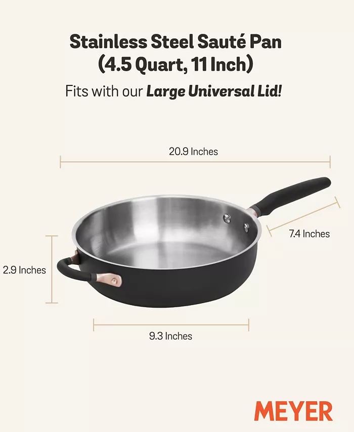 Meyer Accent Series Stainless Steel 4.5-Quart Saute Pan