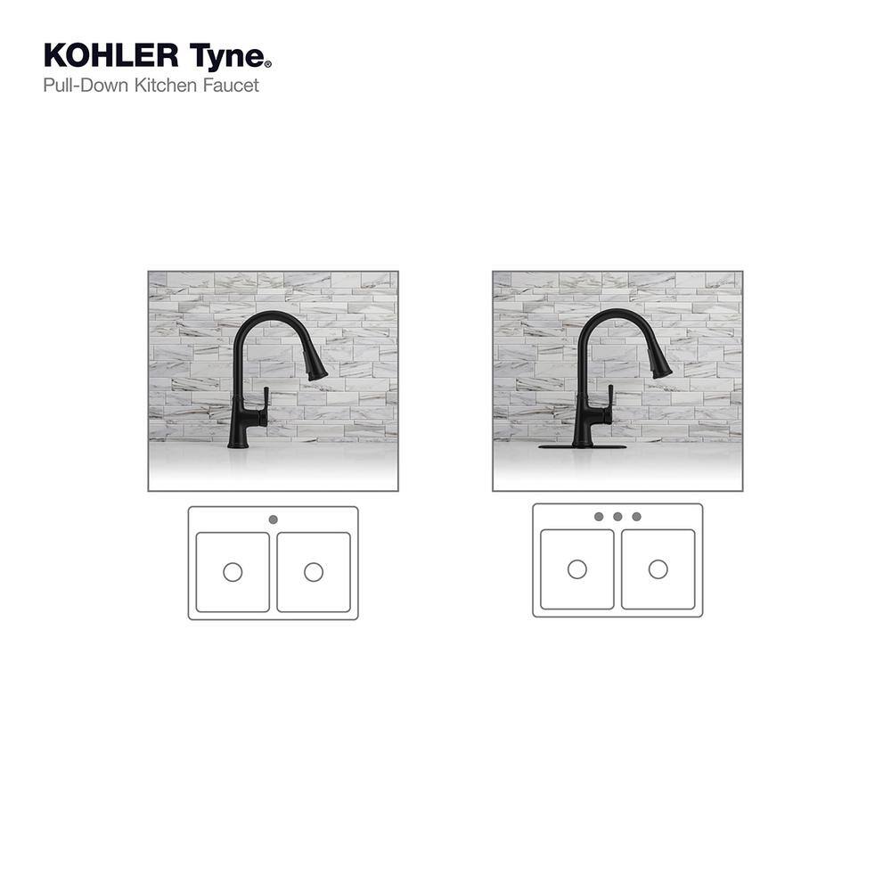 KOHLER Tyne Single-Handle Pull-Down Sprayer Kitchen Faucet in Matte Black K-R21415-BL