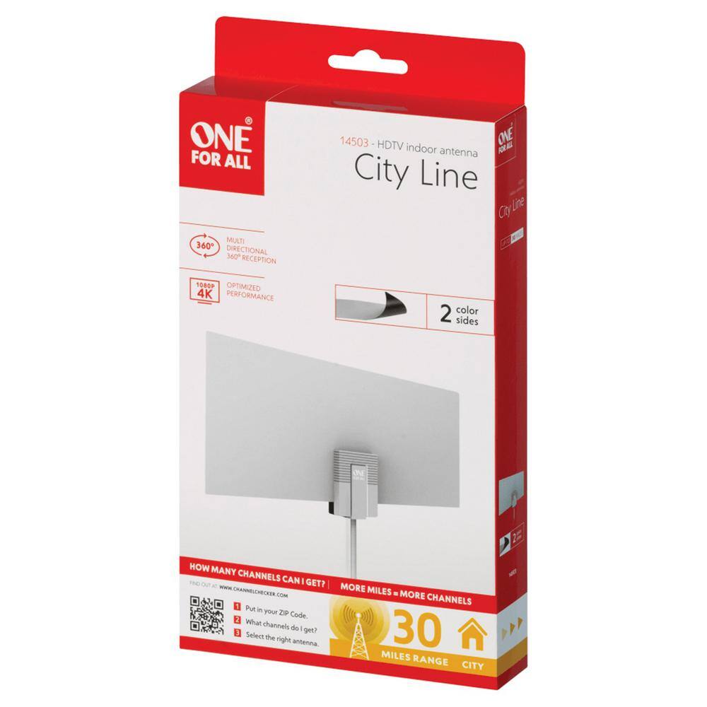 One For All 25 Mile Range Paper Thin Indoor Antenna 14503