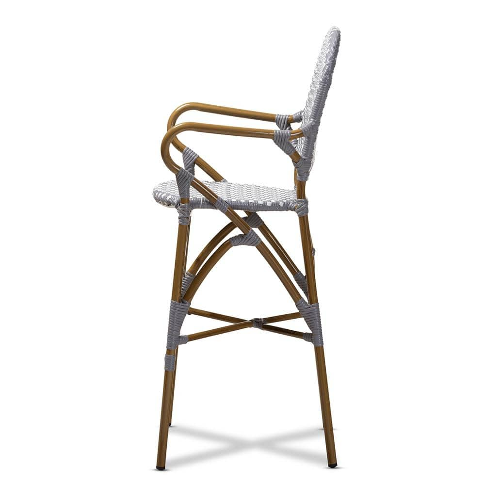 Baxton Studio Marguerite 47 in. Gray and White Bar Stool 150-8986-HD