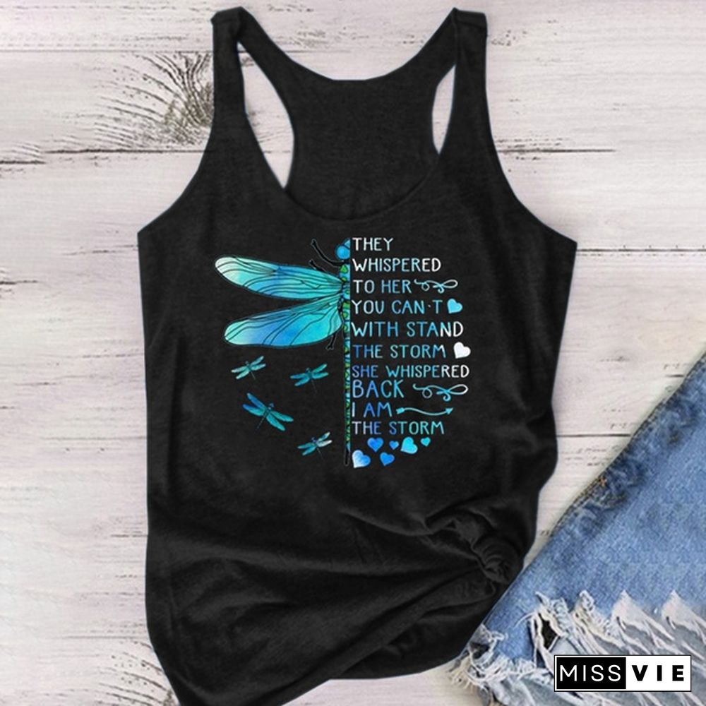 New Womens Fashion Sleevelss T-shirt Lady Cool Tank Top Summer Print Vest Graphic Tee Shirt Plus Size XS-5XL